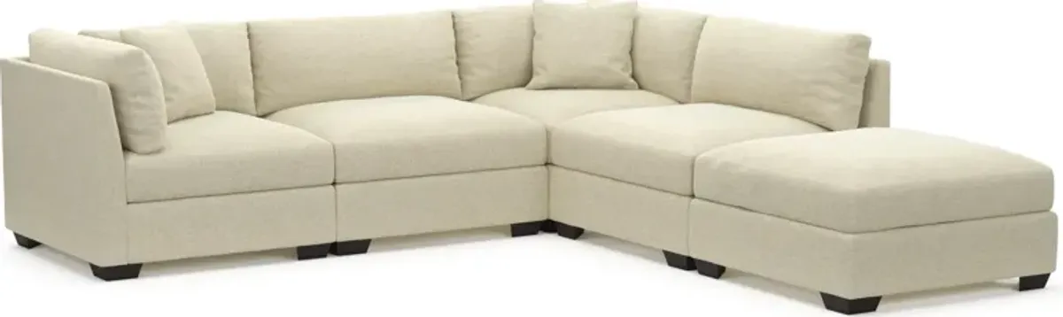 Beckham Hybrid Comfort 4-Piece Sectional and Ottoman - Bridger Shell