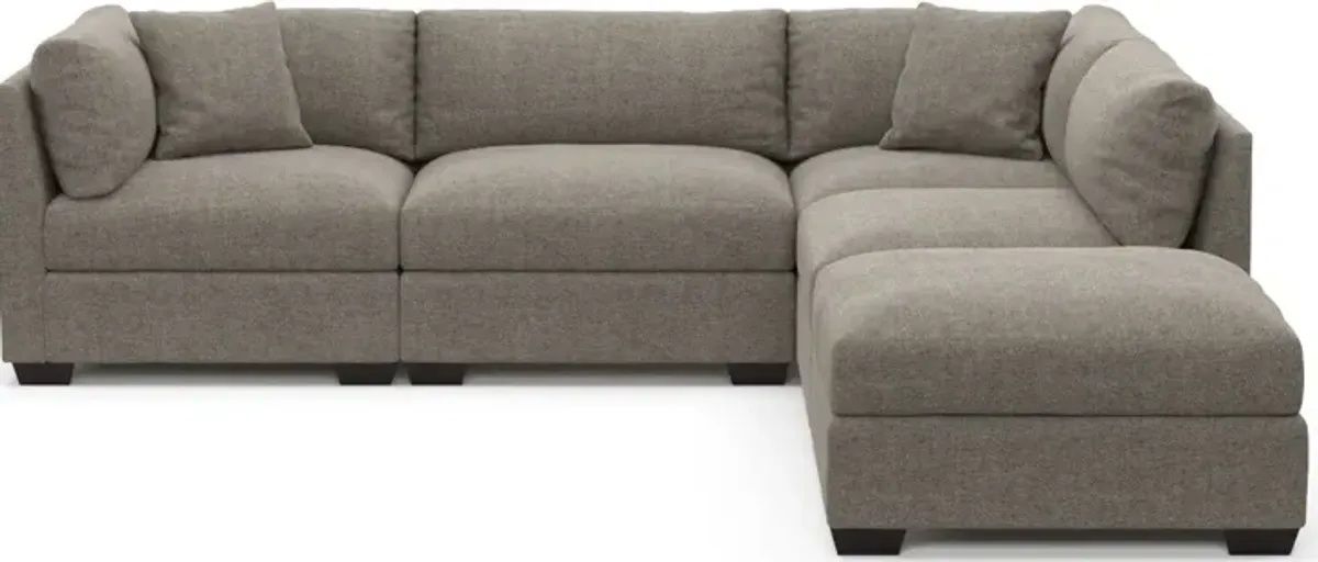 Beckham Hybrid Comfort 4-Piece Sectional and Ottoman - Bridger Metal