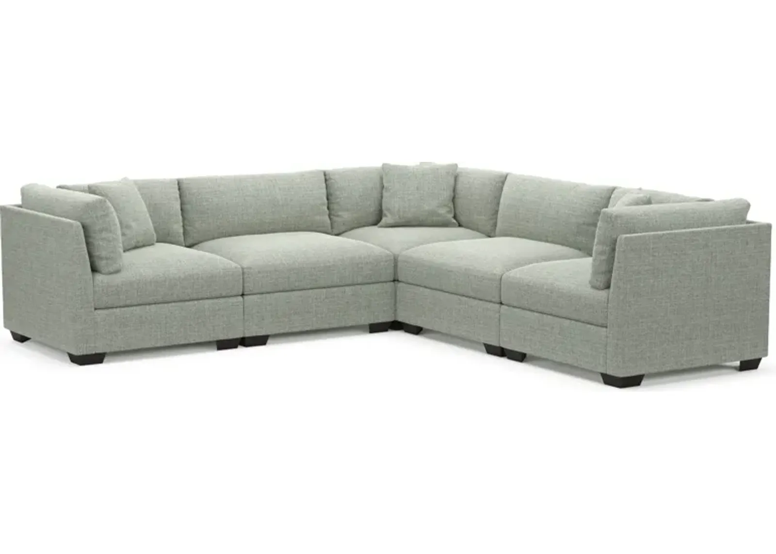 Beckham Foam Comfort 5-Piece Sectional - Broderick Sea Glass