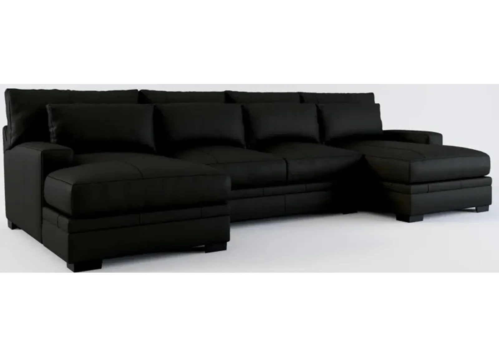 Winston 3-Piece Leather Foam Comfort Sectional with Dual Chaise - Siena Black