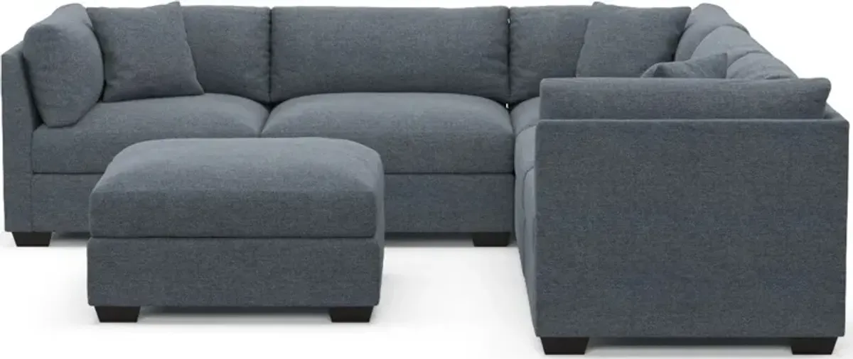 Beckham Hybrid Comfort 5-Piece Sectional and Ottoman - Bridger Navy