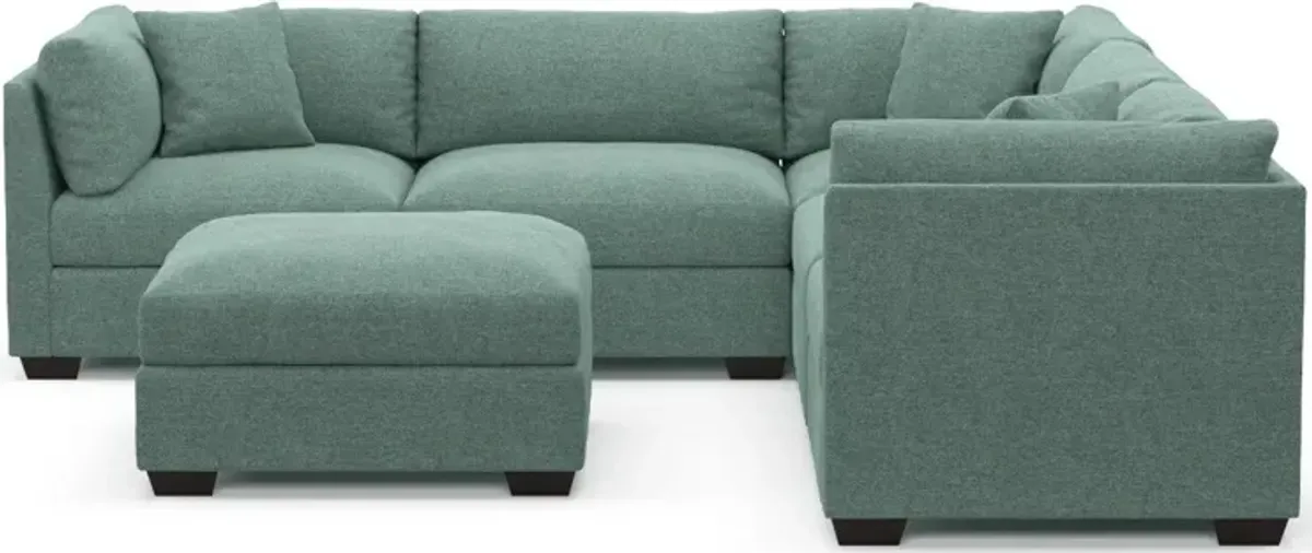 Beckham Hybrid Comfort 5-Piece Sectional and Ottoman - Bridger Jade