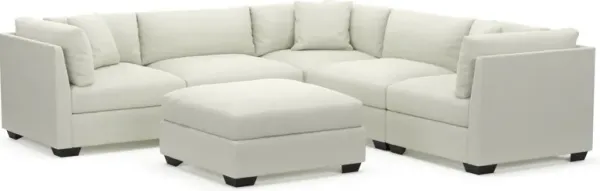 Beckham Hybrid Comfort 5-Piece Sectional and Ottoman - Liv Arctic