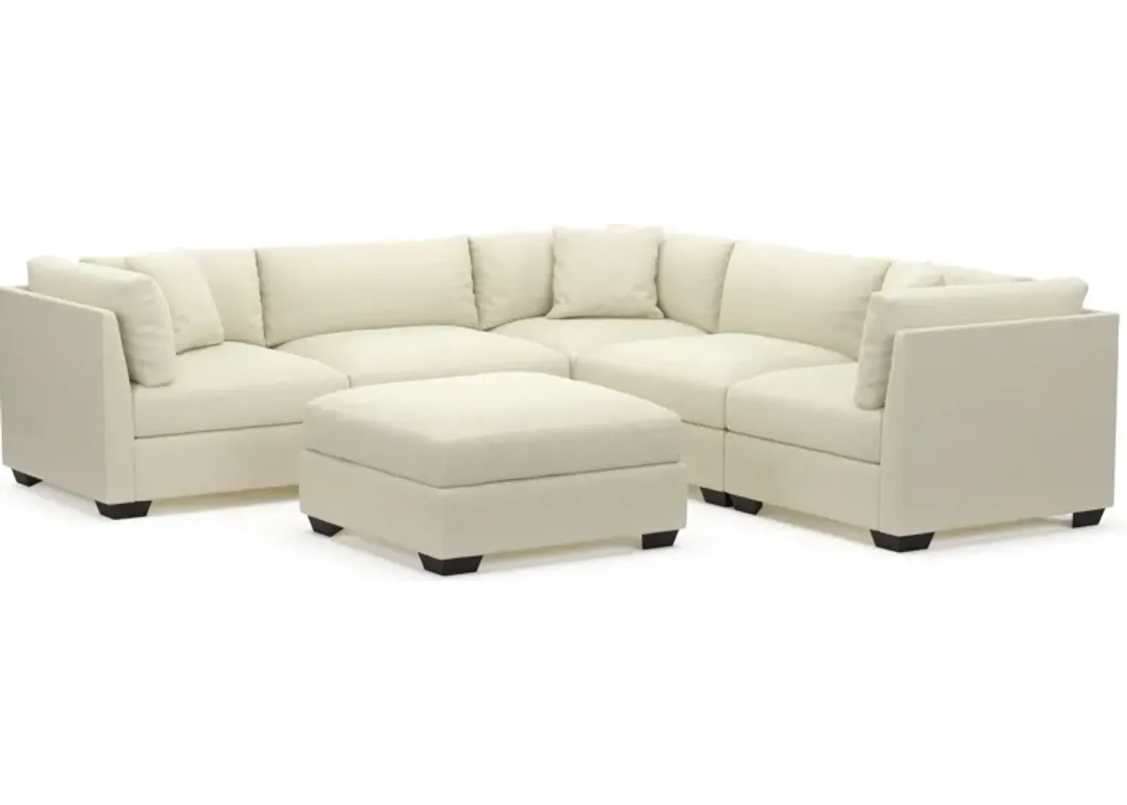 Beckham Hybrid Comfort 5-Piece Sectional and Ottoman - Fincher Ivory