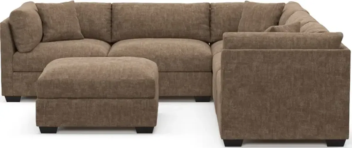 Beckham Hybrid Comfort 5-Piece Sectional and Ottoman - Argo Java