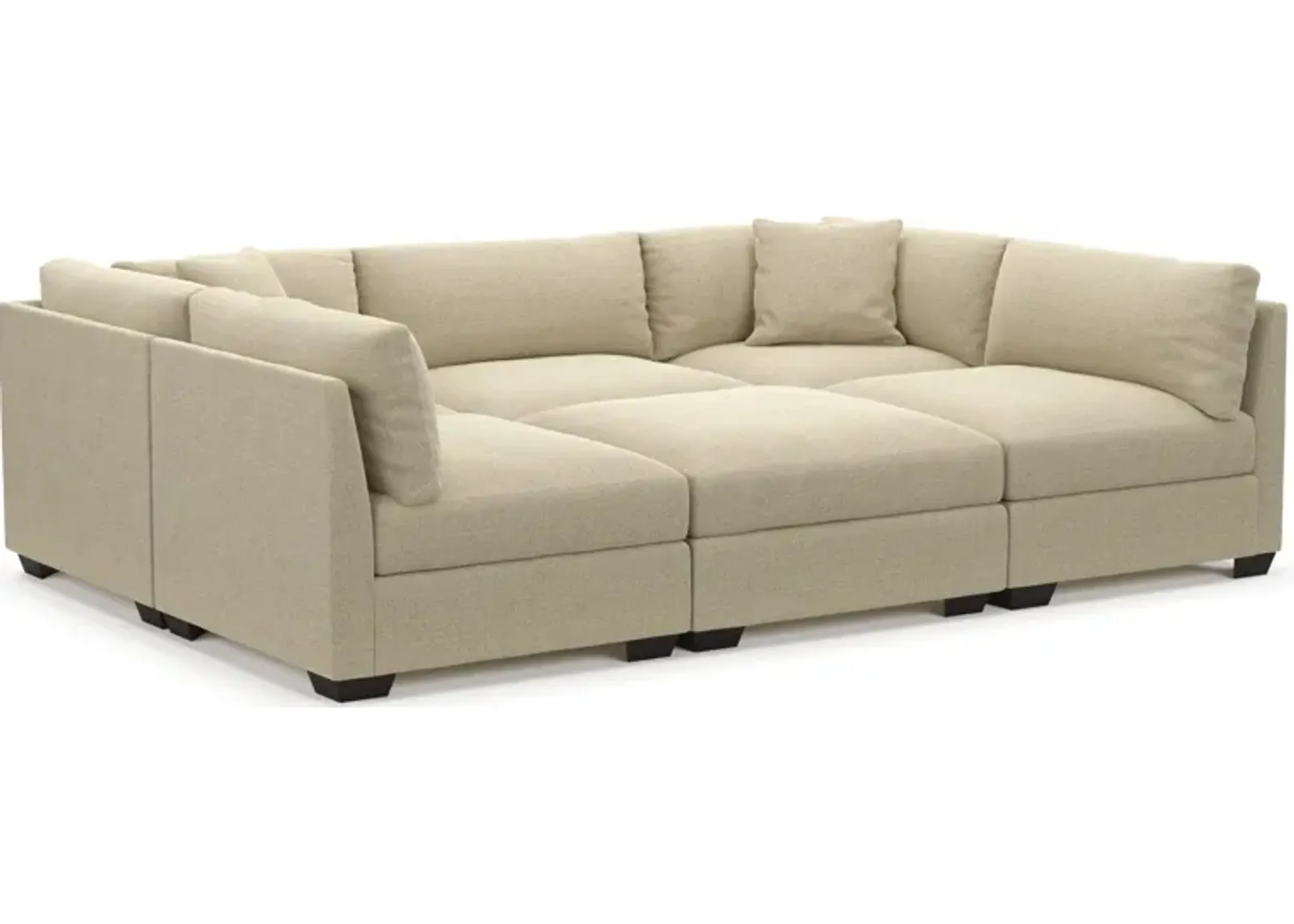 Beckham Hybrid Comfort 6-Piece Pit Sectional - Broderick Sand