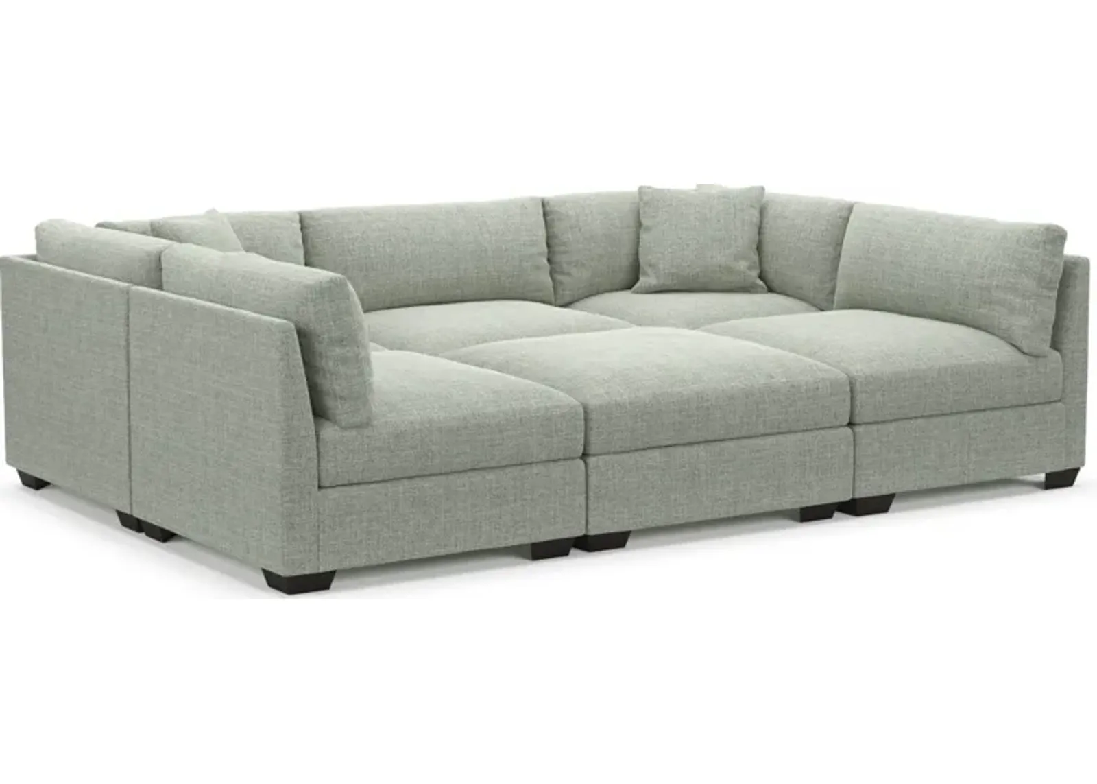 Beckham Hybrid Comfort 6-Piece Pit Sectional - Broderick Sea Glass