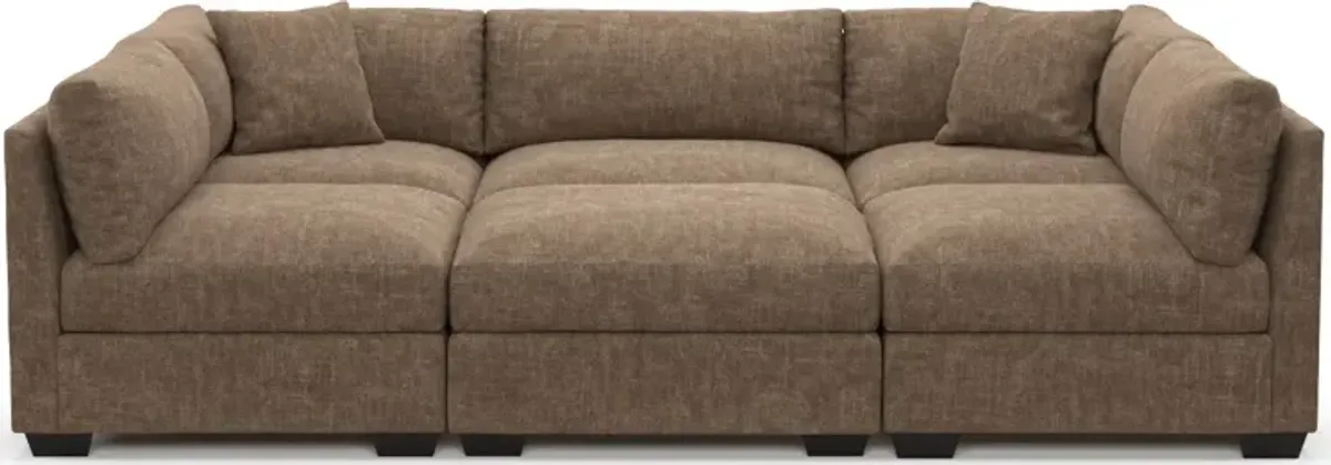 Beckham Hybrid Comfort 6-Piece Pit Sectional - Argo Java