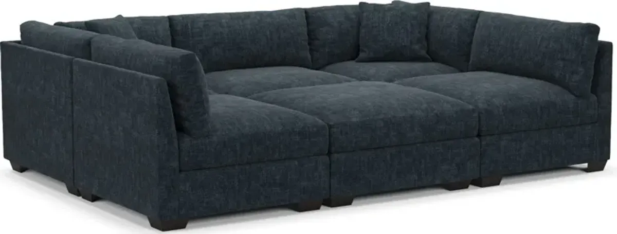 Beckham Hybrid Comfort 6-Piece Pit Sectional - Argo Navy