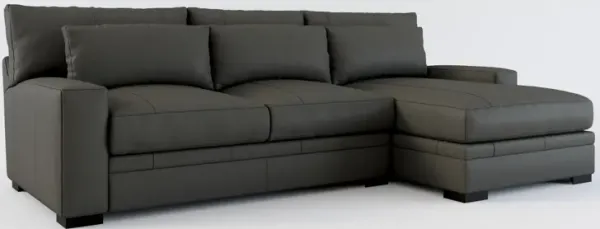 Winston 2-Piece Leather Hybrid Comfort Sectional With Right-Facing Chaise - Siena Light Gray