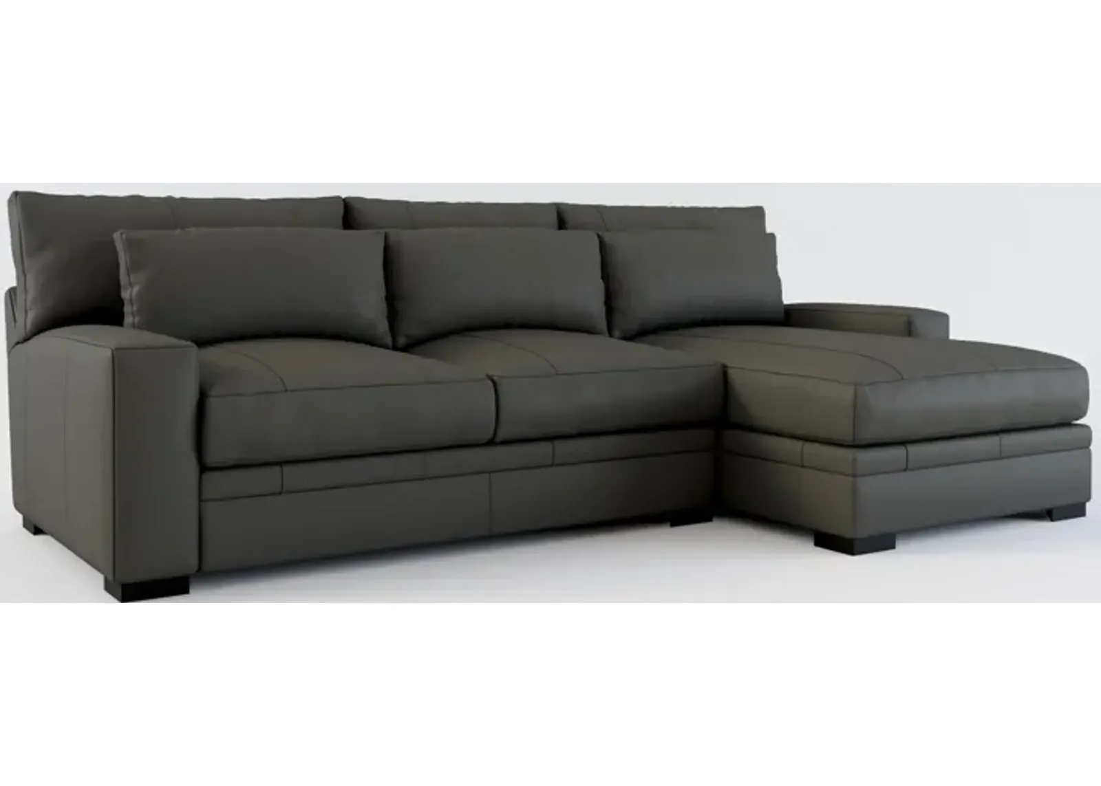 Winston 2-Piece Leather Hybrid Comfort Sectional With Right-Facing Chaise - Siena Light Gray