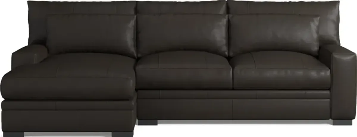 Winston 2-Piece Leather Hybrid Comfort Sectional With Left-Facing Chaise - Siena Dark Brown