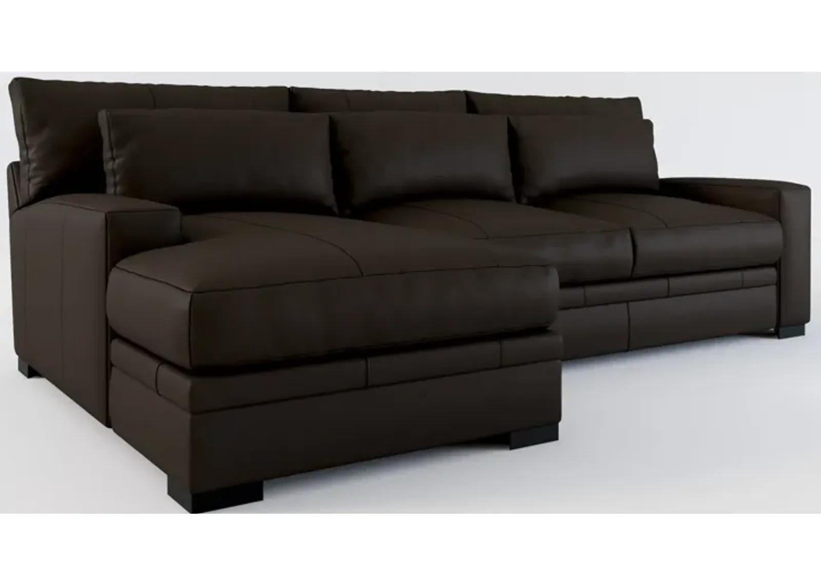 Winston 2-Piece Leather Hybrid Comfort Sectional With Left-Facing Chaise - Siena Dark Brown