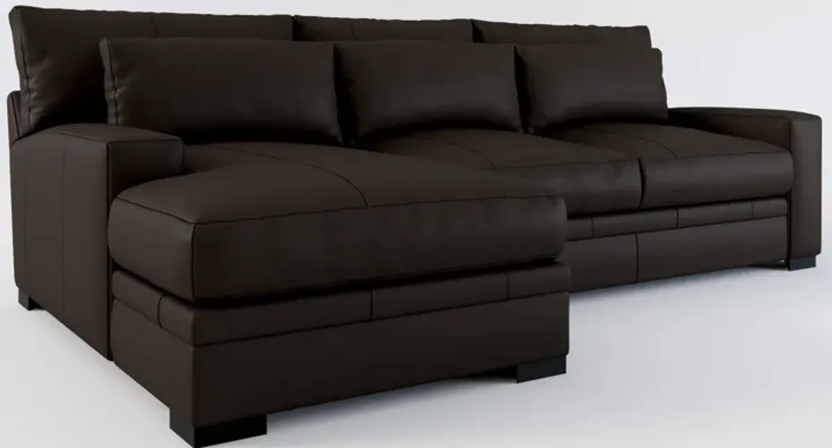 Winston 2-Piece Leather Hybrid Comfort Sectional With Left-Facing Chaise - Siena Dark Brown