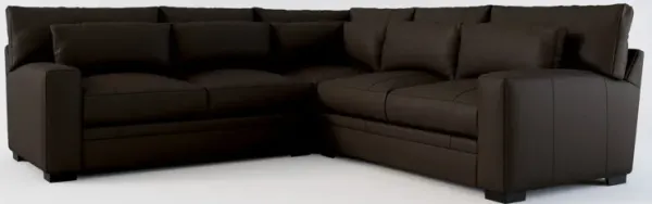 Winston 3-Piece Leather Hybrid Comfort Sectional - Siena Dark Brown
