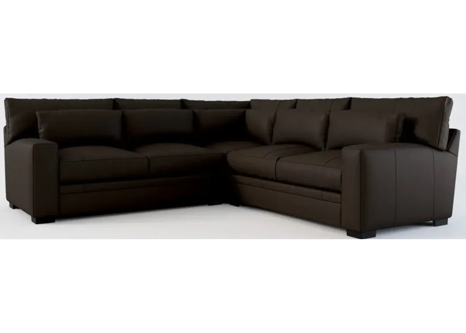 Winston 3-Piece Leather Hybrid Comfort Sectional - Siena Dark Brown