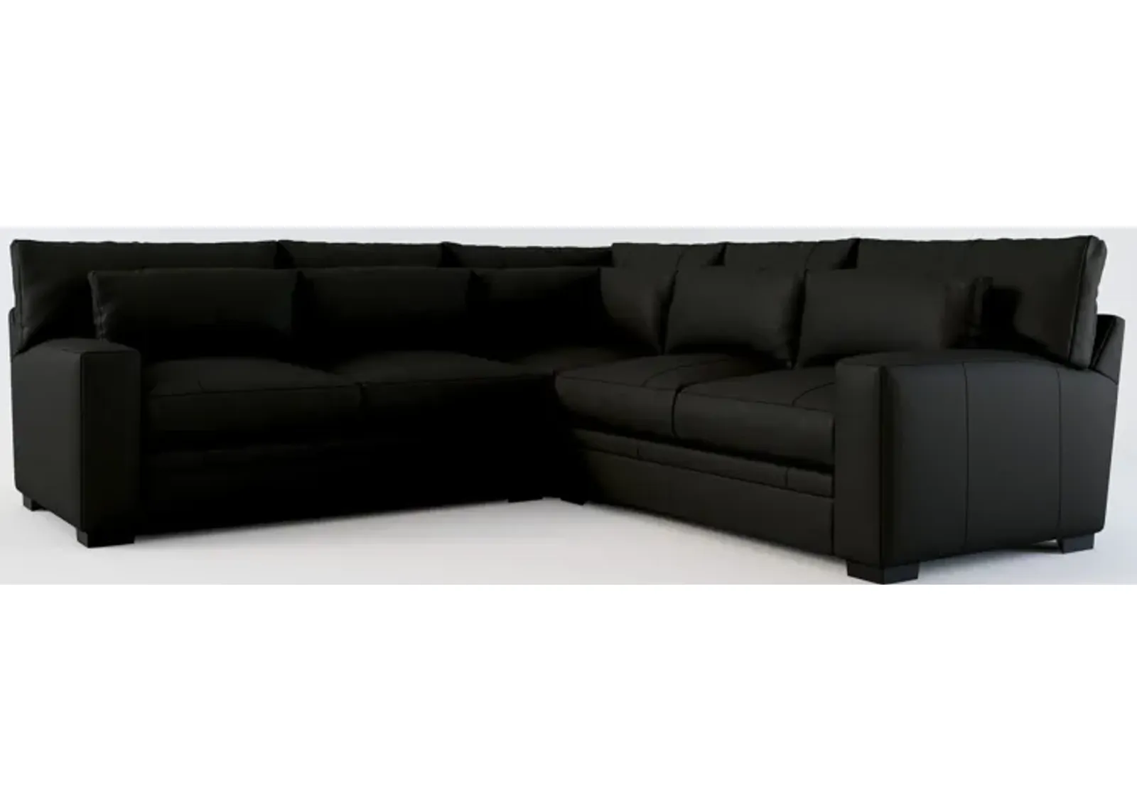 Winston 3-Piece Leather Hybrid Comfort Sectional - Siena Black