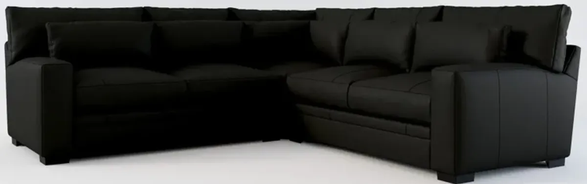 Winston 3-Piece Leather Hybrid Comfort Sectional - Siena Black