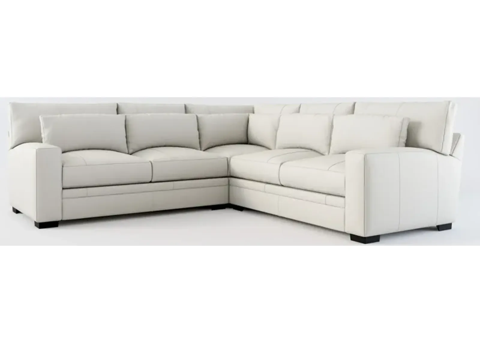 Winston 3-Piece Leather Hybrid Comfort Sectional - Siena Snow