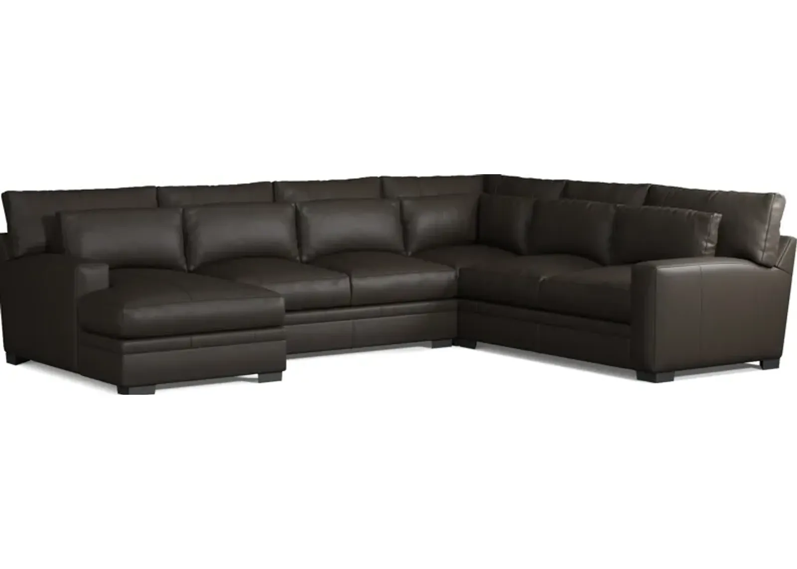 Winston 4-Piece Leather Hybrid Comfort Sectional With Left-Facing Chaise - Siena Dark Brown