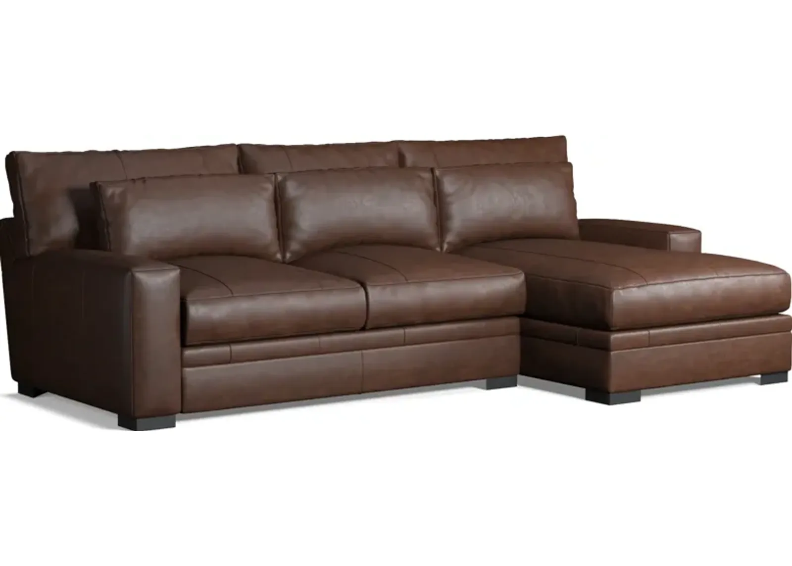 Winston 2-Piece Leather Foam Comfort Sectional With Right-Facing Chaise - Bruno Hickory