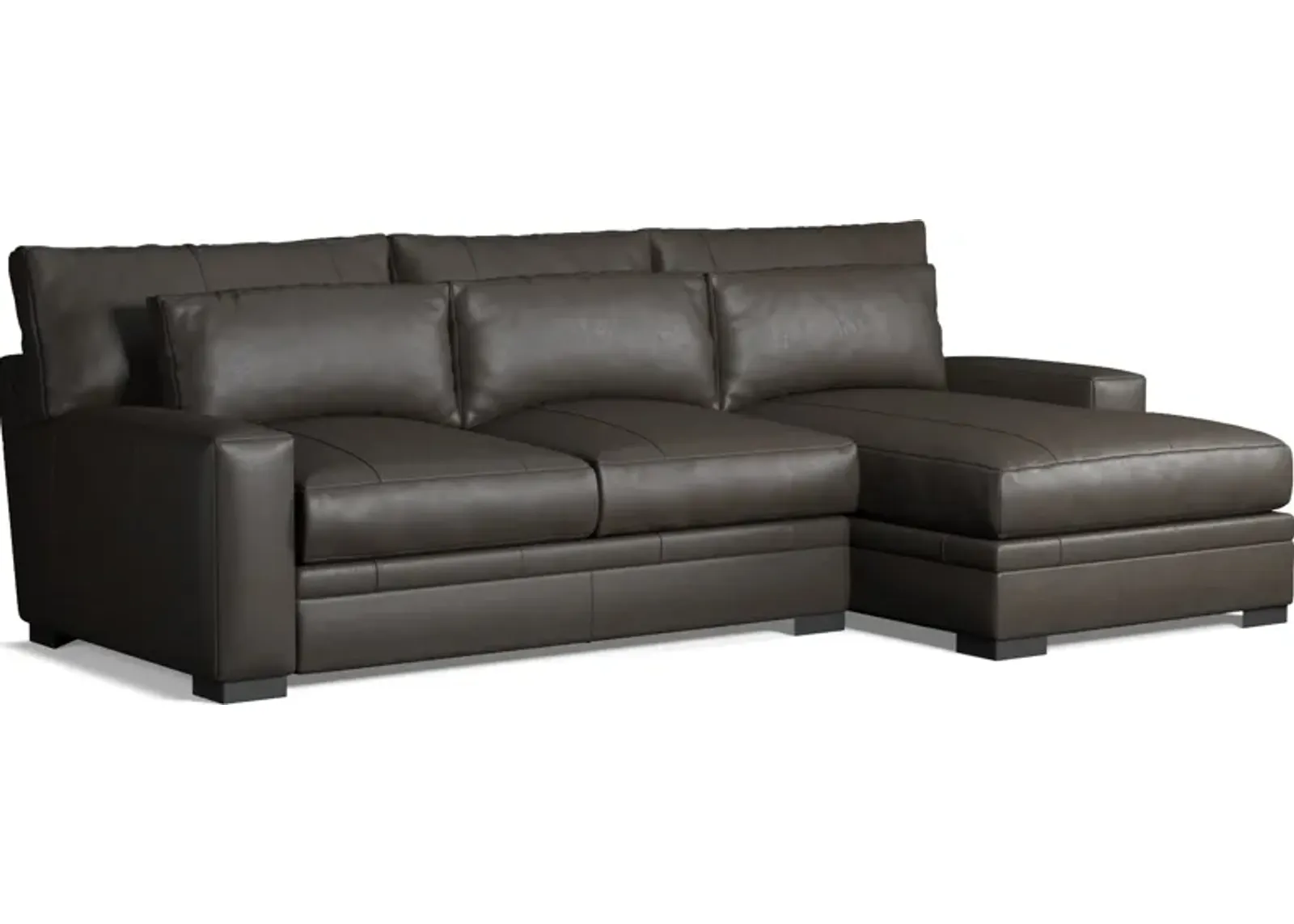 Winston 2-Piece Leather Foam Comfort Sectional With Right-Facing Chaise - Bruno Storm