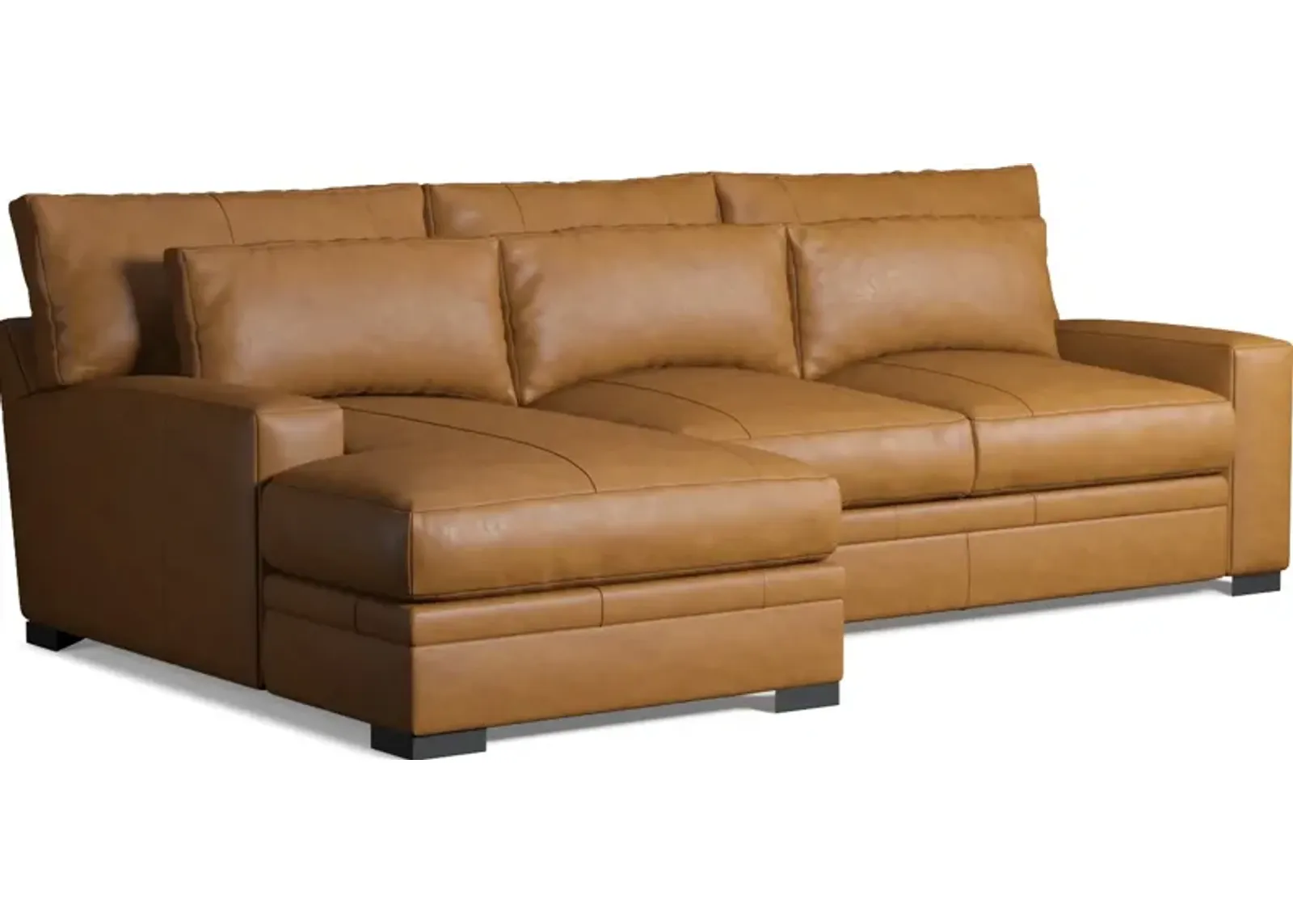 Winston 2-Piece Leather Foam Comfort Sectional With Left-Facing Chaise - Bruno Tan