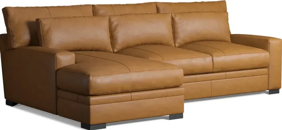 Winston 2-Piece Leather Foam Comfort Sectional With Left-Facing Chaise - Bruno Tan