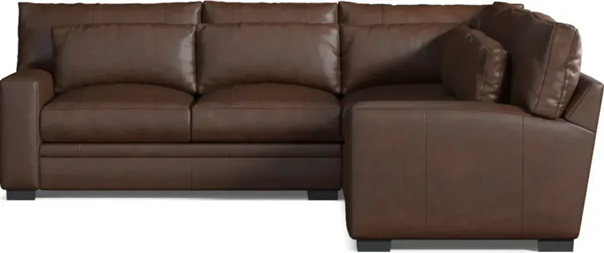 Winston 3-Piece Leather Foam Comfort Sectional - Bruno Hickory