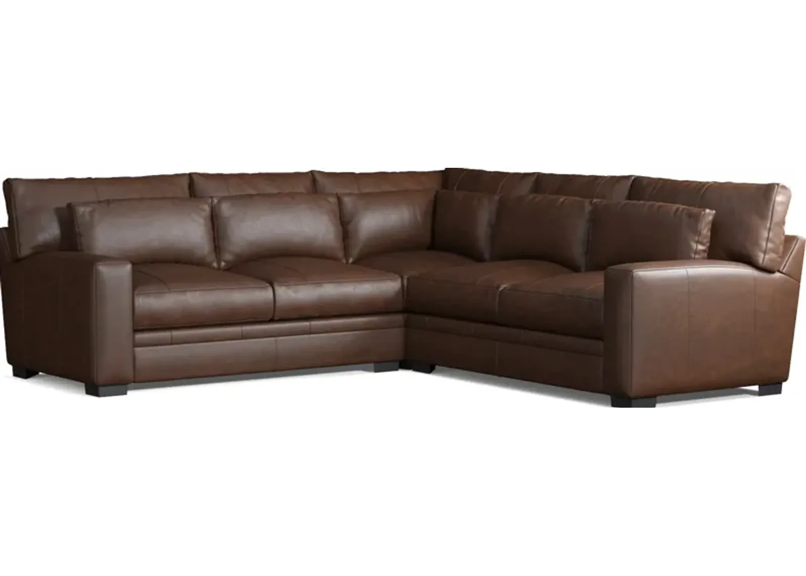 Winston 3-Piece Leather Foam Comfort Sectional - Bruno Hickory