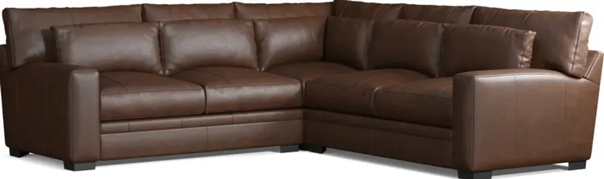 Winston 3-Piece Leather Foam Comfort Sectional - Bruno Hickory