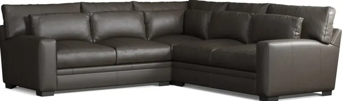 Winston 3-Piece Leather Foam Comfort Sectional - Bruno Storm