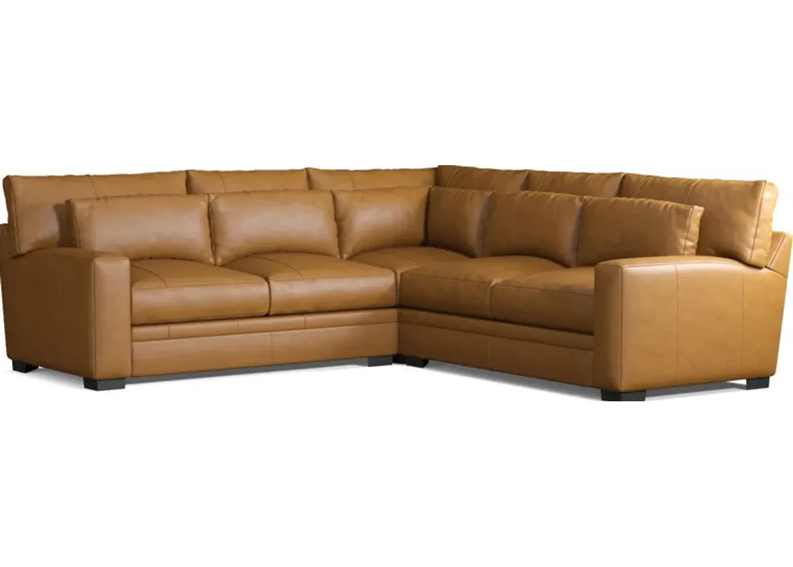 Winston 3-Piece Leather Foam Comfort Sectional - Bruno Tan