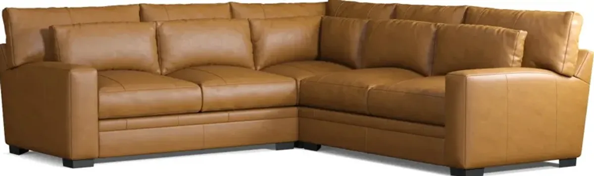 Winston 3-Piece Leather Foam Comfort Sectional - Bruno Tan