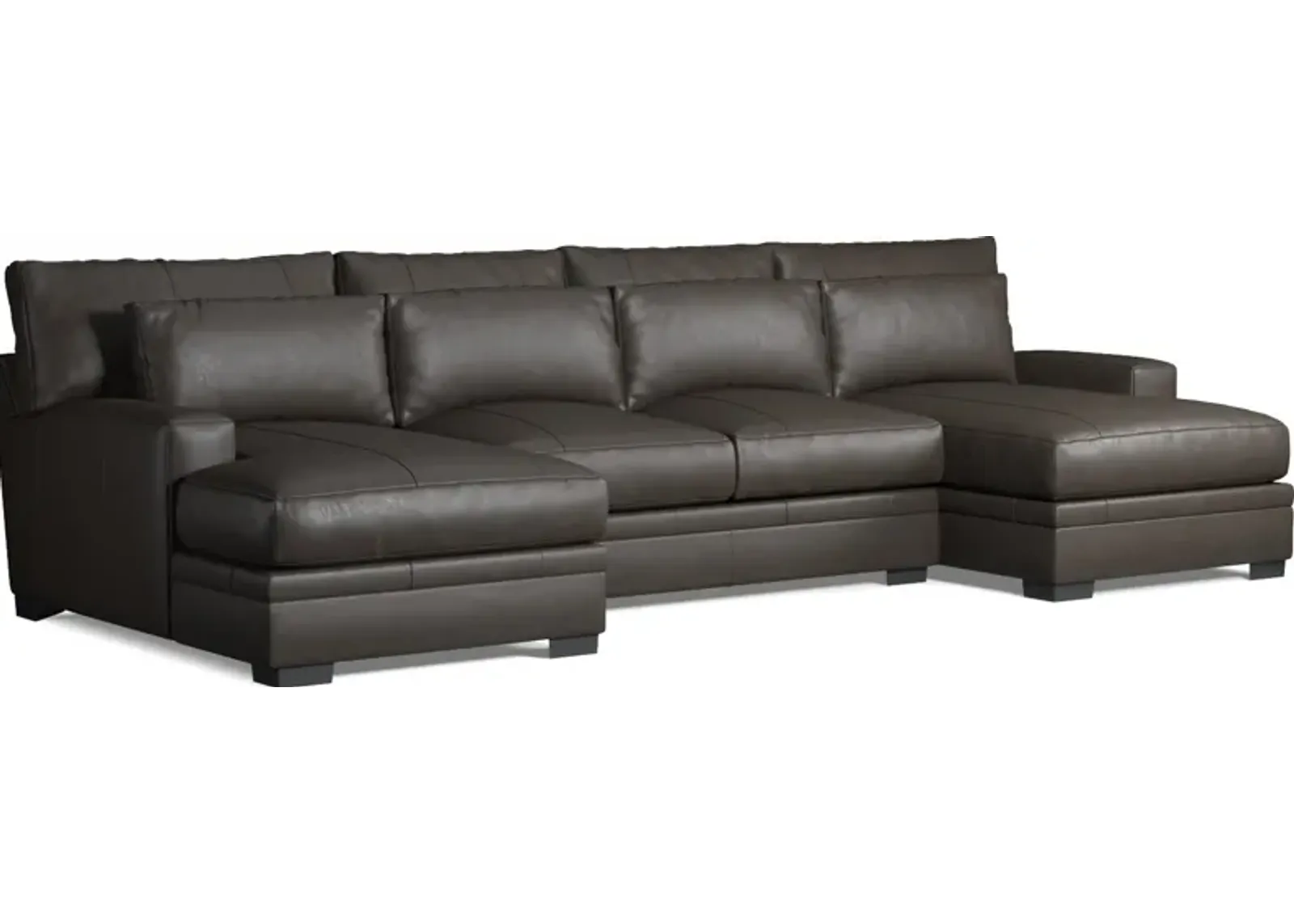 Winston 3-Piece Leather Foam Comfort Sectional with Dual Chaise - Bruno Storm