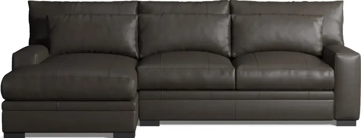 Winston 2-Piece Leather Hybrid Comfort Sectional With Left-Facing Chaise - Bruno Storm