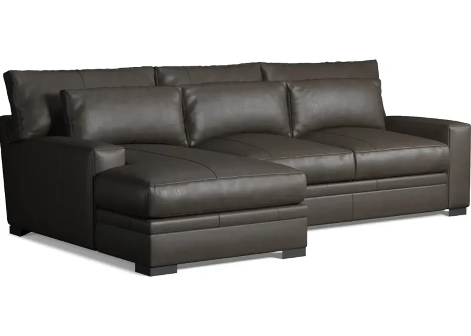 Winston 2-Piece Leather Hybrid Comfort Sectional With Left-Facing Chaise - Bruno Storm