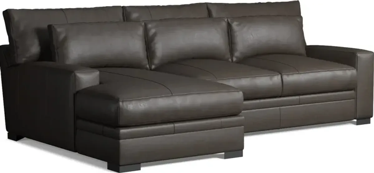 Winston 2-Piece Leather Hybrid Comfort Sectional With Left-Facing Chaise - Bruno Storm