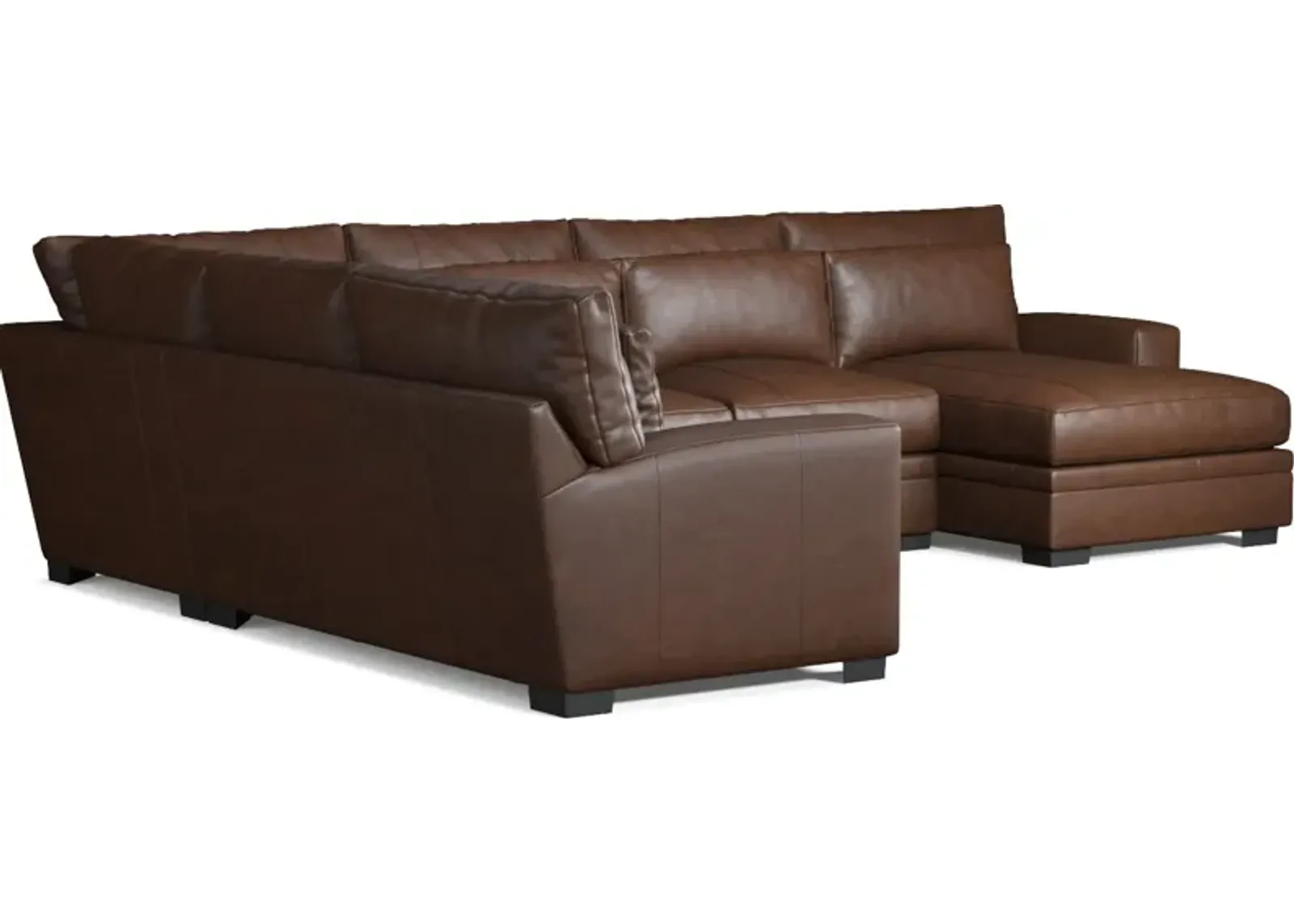 Winston 4-Piece Leather Hybrid Comfort Sectional With Right-Facing Chaise - Bruno Hickory