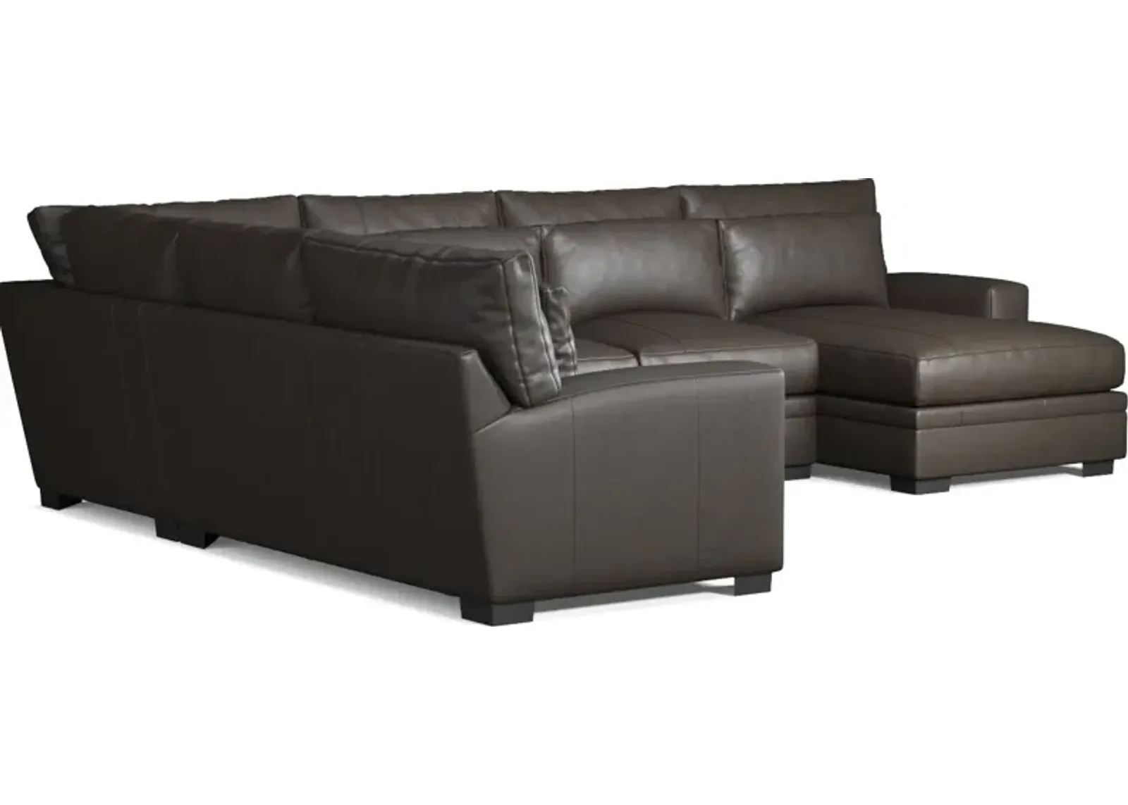 Winston 4-Piece Leather Hybrid Comfort Sectional With Right-Facing Chaise - Bruno Storm