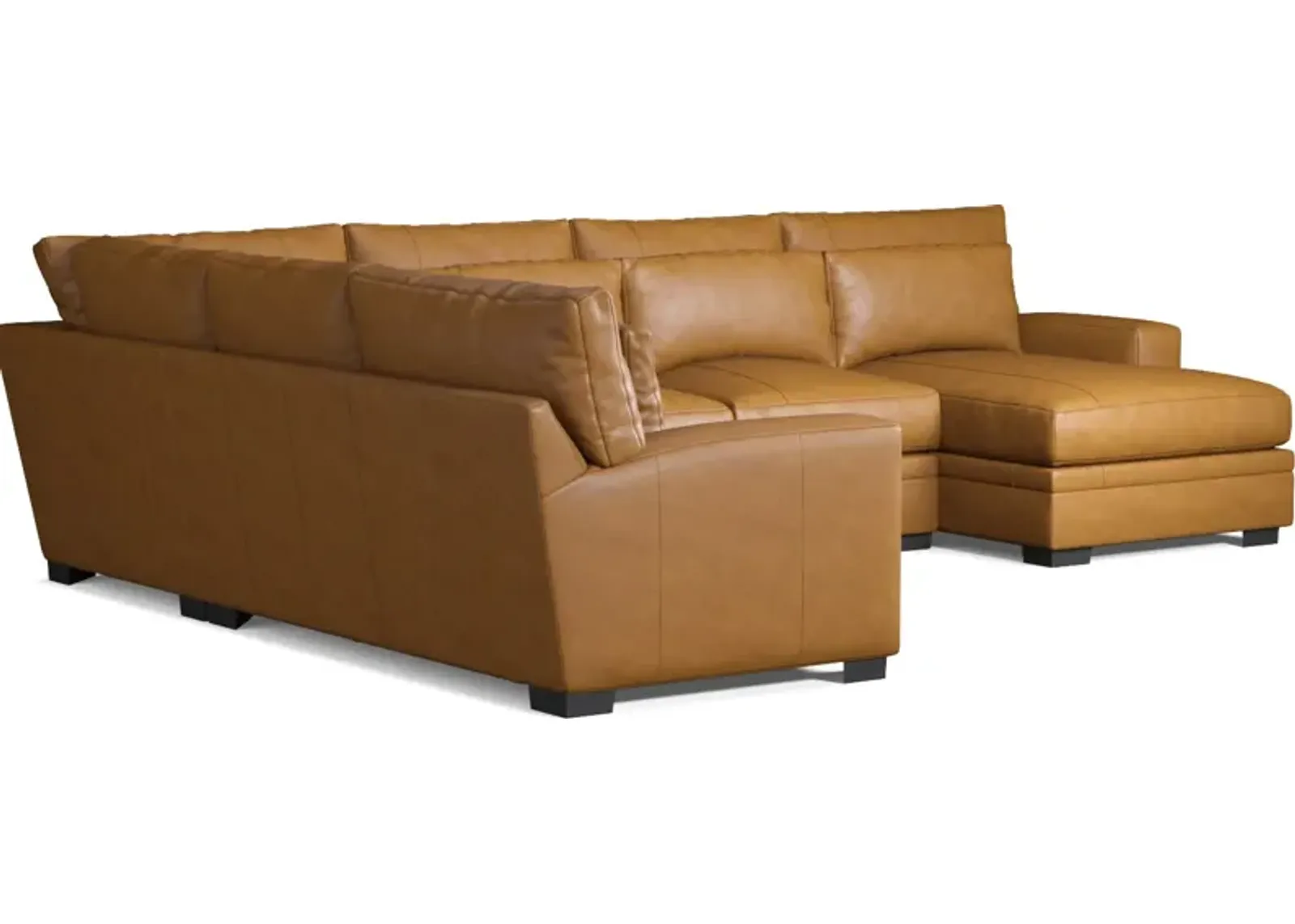 Winston 4-Piece Leather Hybrid Comfort Sectional With Right-Facing Chaise - Bruno Tan