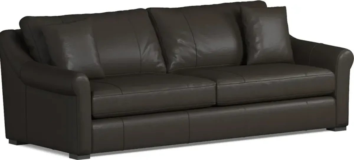 Bowery Leather Foam Comfort 97" Sofa - Siena Dark Brown