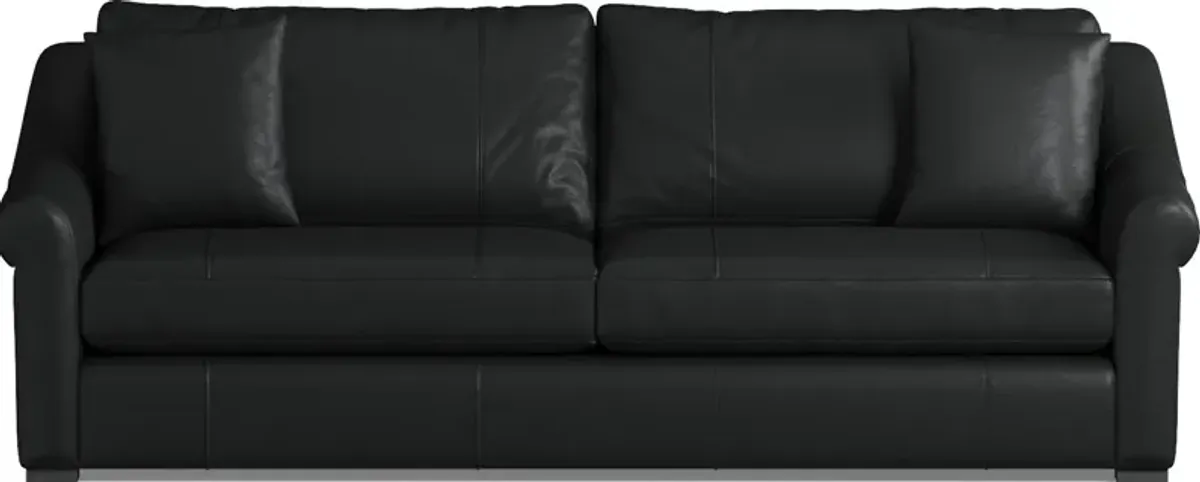 Bowery Leather Foam Comfort 97" Sofa - Siena Black