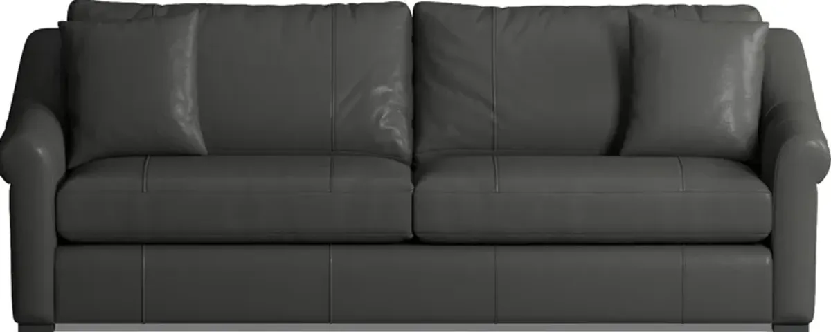 Bowery Leather Foam Comfort 97" Sofa - Siena Steel