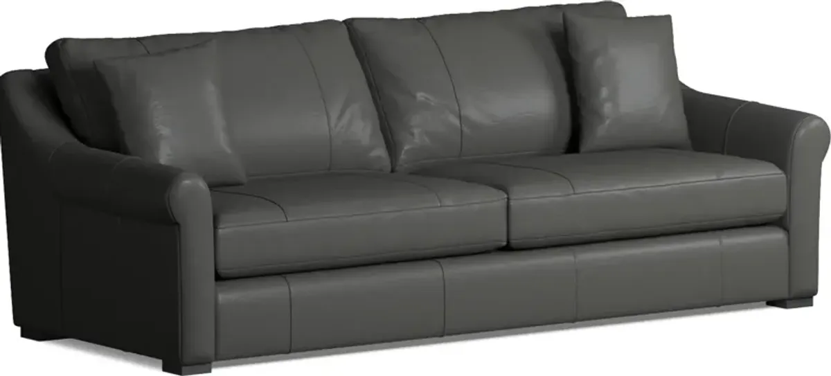 Bowery Leather Foam Comfort 97" Sofa - Siena Steel