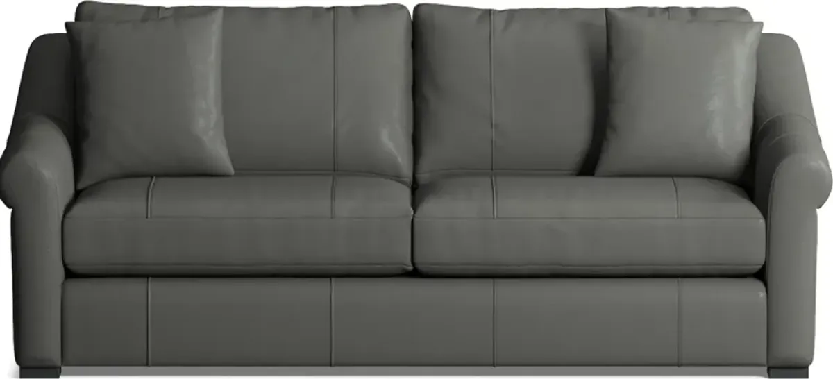 Bowery Leather Foam Comfort 87" Sofa - Siena Light Gray