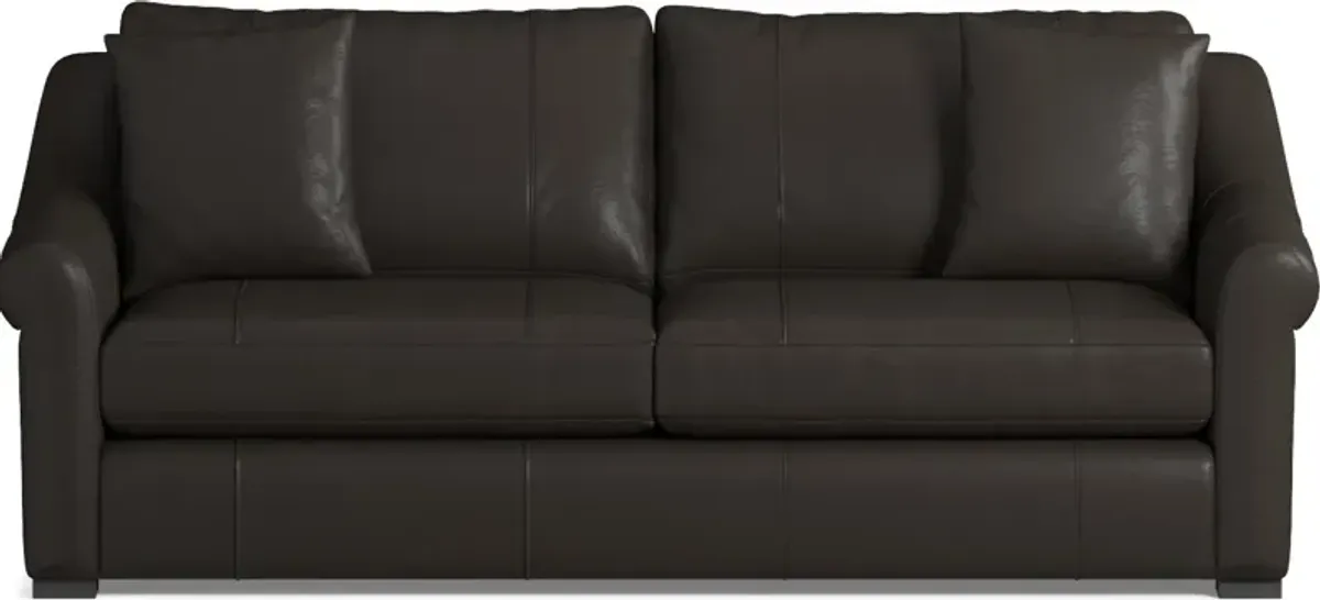 Bowery Leather Foam Comfort 87" Sofa - Siena Dark Brown