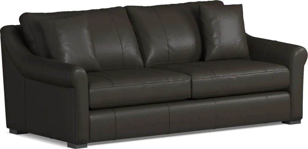 Bowery Leather Foam Comfort 87" Sofa - Siena Dark Brown