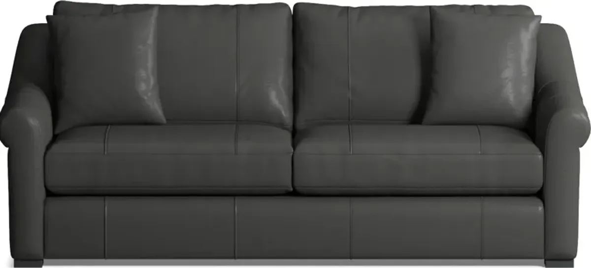 Bowery Leather Foam Comfort 87" Sofa - Siena Steel