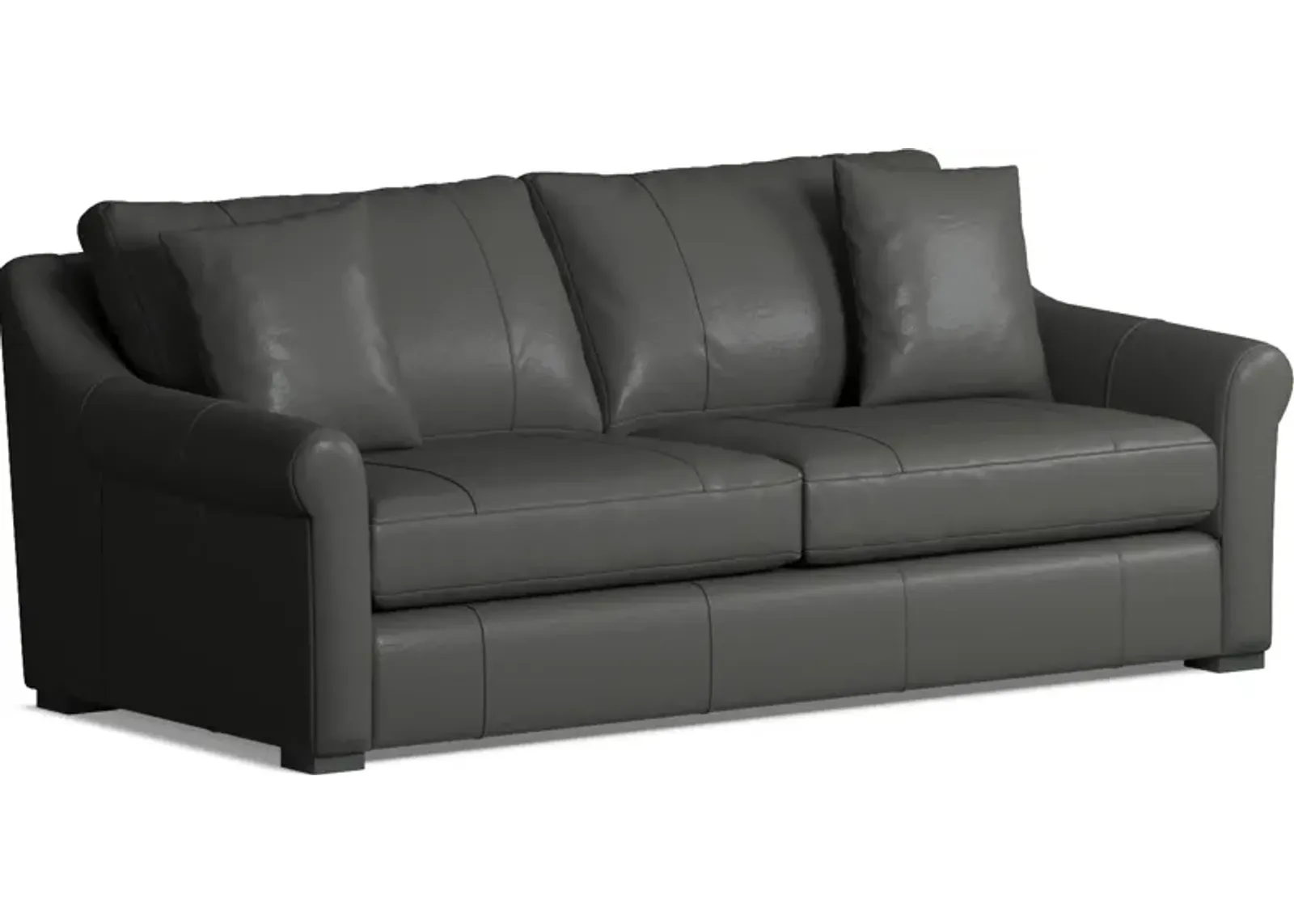 Bowery Leather Foam Comfort 87" Sofa - Siena Steel